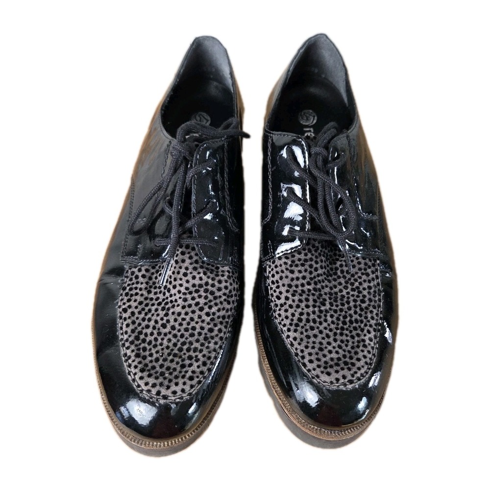 Remonte Animal Print Patent Leather Lace Up Loafer Shoes Womens Size 8.5 40